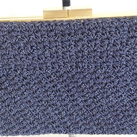 Vintage Jacobson's Navy Blue Macrame Bag Chain Shoulder Bag Kiss Lock Closure - Picture 5 of 13